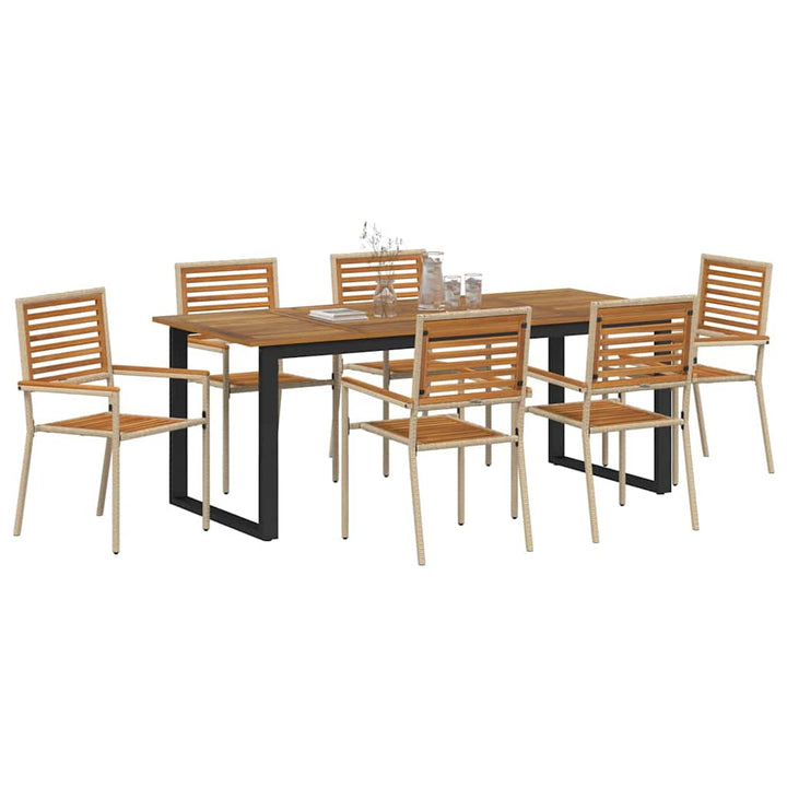 Have Spisebordssæt 7 pcs Beige Massivt Akacietræ