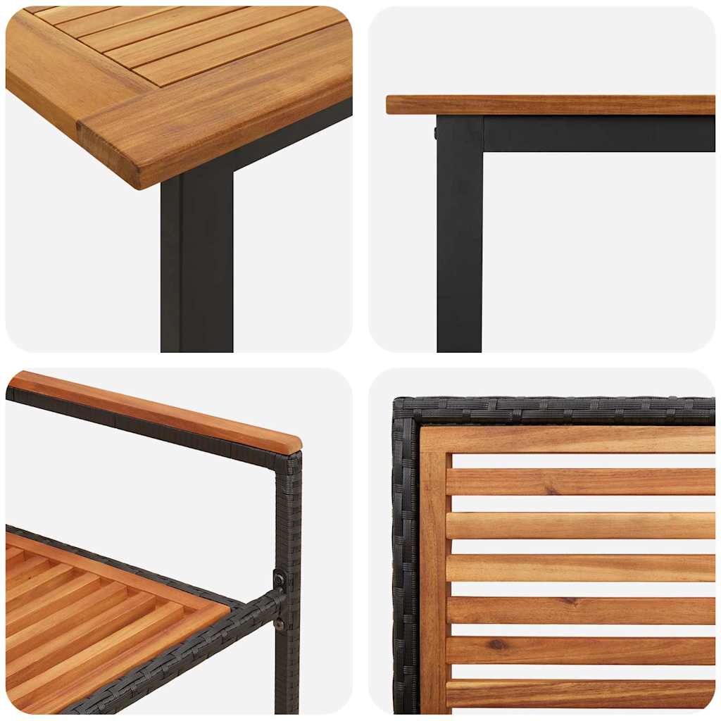 Have Spisebordssæt 9 pcs Sort Massivt Akacietræ