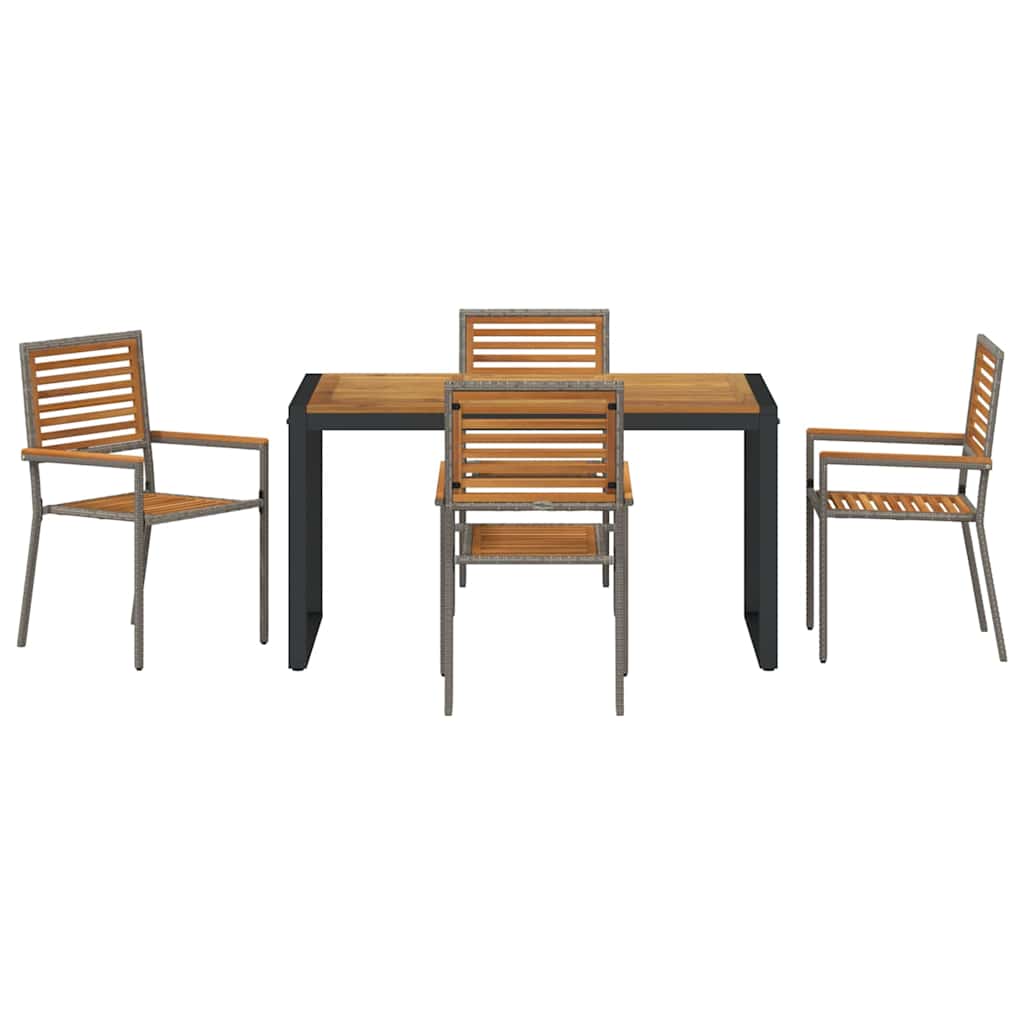 Have Spisebordssæt 5 stk. Grå og Brun polyrattan