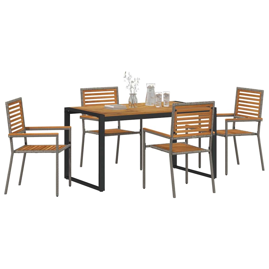 Have Spisebordssæt 5 stk. Grå og Brun polyrattan