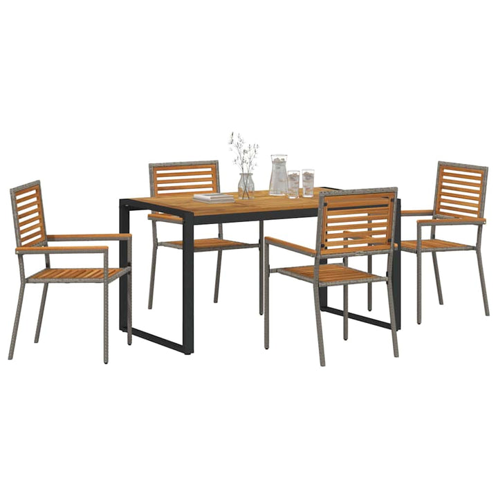 Have Spisebordssæt 5 stk. Grå og Brun polyrattan