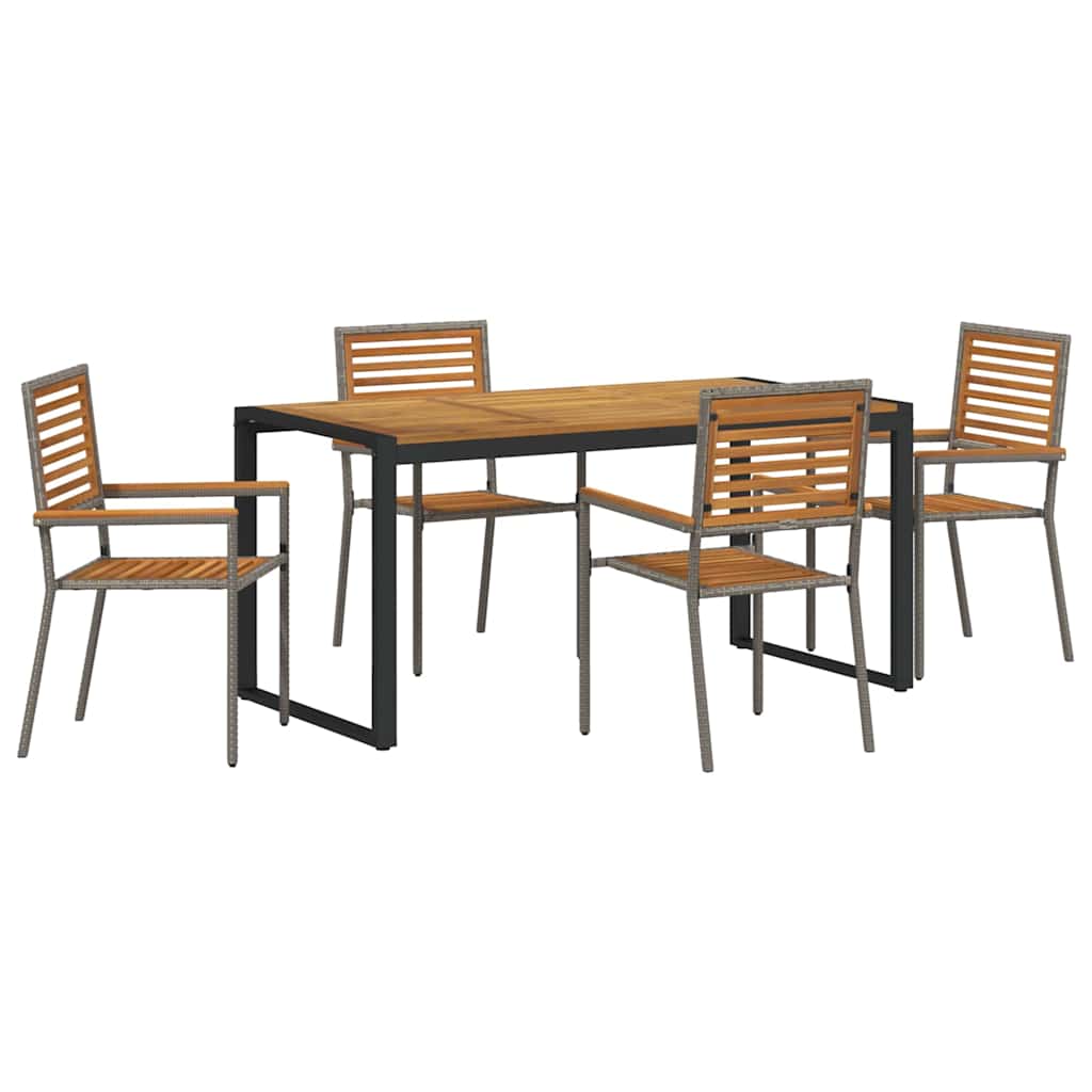 Have Spisebordssæt 5 pcs Grå og Brun polyrattan