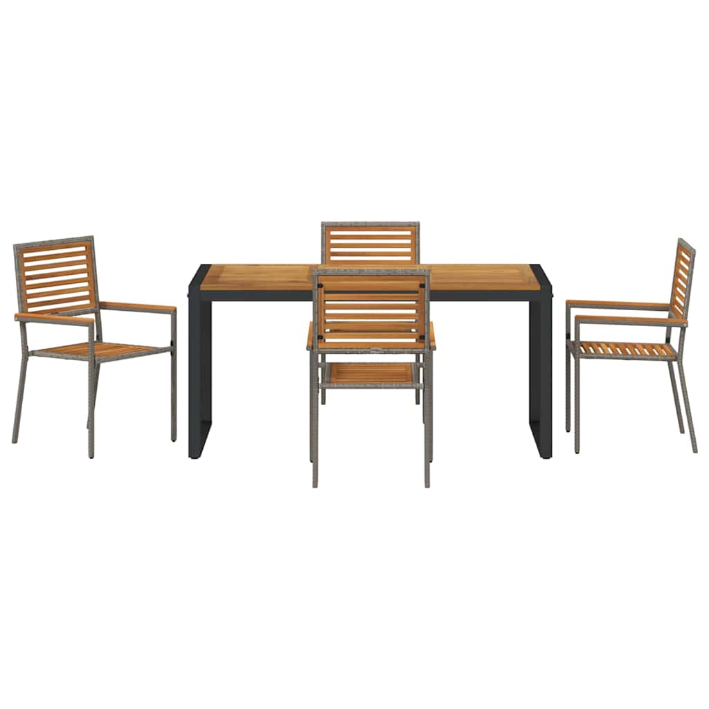 Have Spisebordssæt 5 pcs Grå og Brun polyrattan