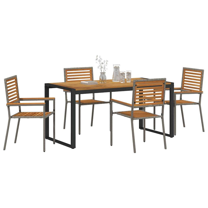 Have Spisebordssæt 5 pcs Grå og Brun polyrattan