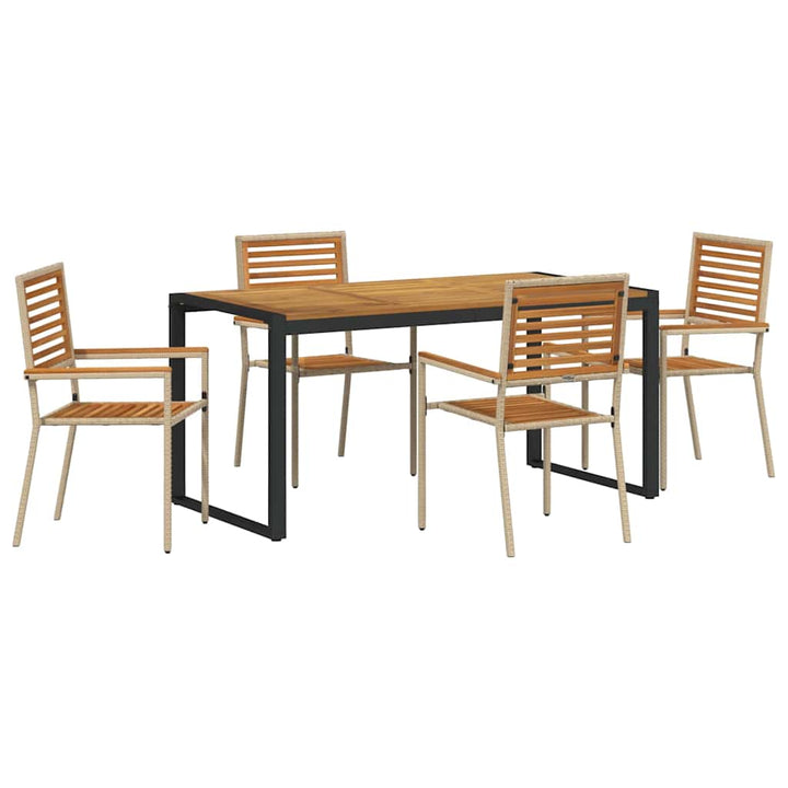 Have Spisebordssæt 5 pcs Beige og Brun polyrattan