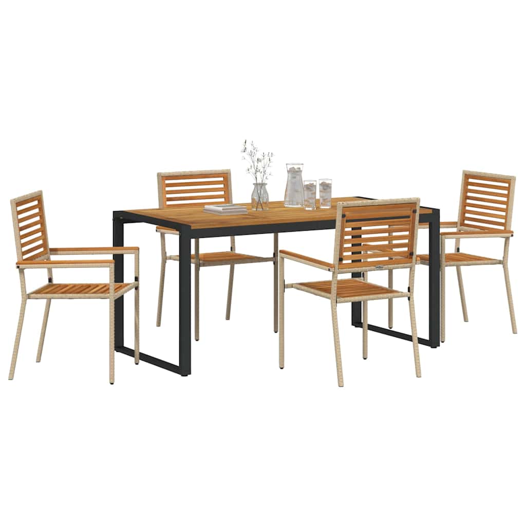 Have Spisebordssæt 5 pcs Beige og Brun polyrattan