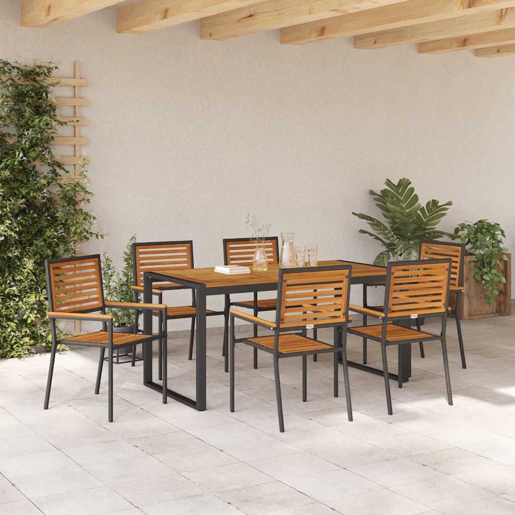 Have Spisebordssæt 7 pcs Sort og Brunt polyrattan