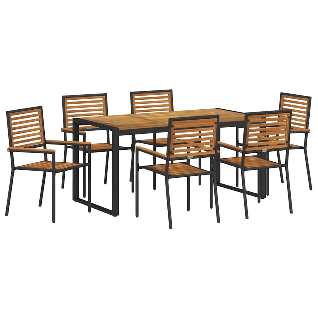 Have Spisebordssæt 7 pcs Sort og Brunt polyrattan