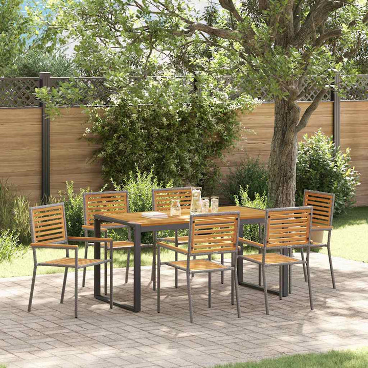 Have Spisebordssæt 7 pcs Grå og Brun polyrattan