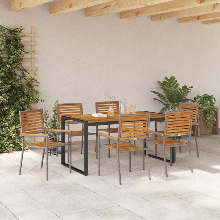 Have Spisebordssæt 7 pcs Grå og Brun polyrattan