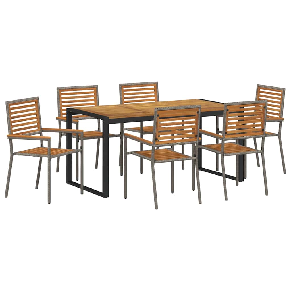 Have Spisebordssæt 7 pcs Grå og Brun polyrattan