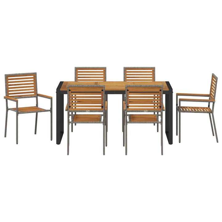 Have Spisebordssæt 7 pcs Grå og Brun polyrattan
