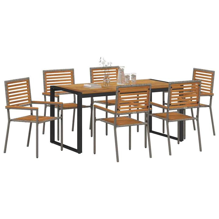 Have Spisebordssæt 7 pcs Grå og Brun polyrattan