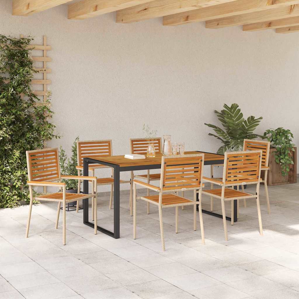 Have Spisebordssæt 7 pcs Beige og Brun polyrattan