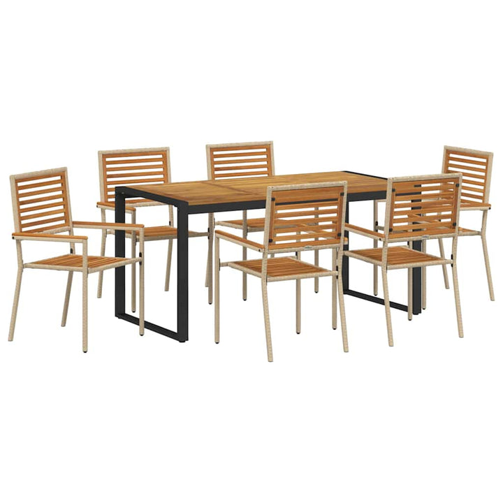 Have Spisebordssæt 7 pcs Beige og Brun polyrattan