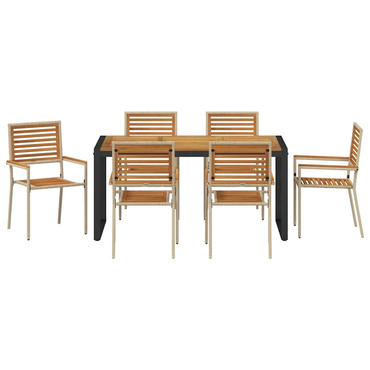 Have Spisebordssæt 7 pcs Beige og Brun polyrattan
