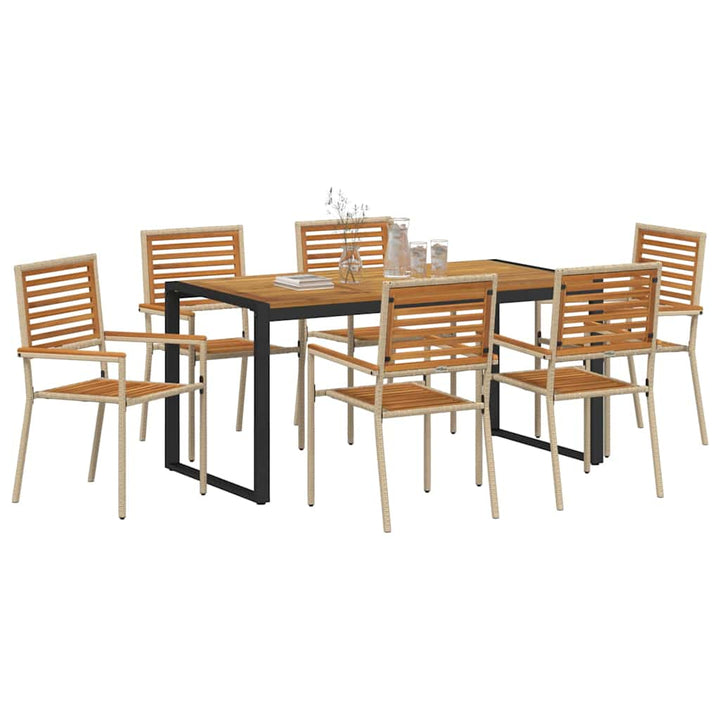 Have Spisebordssæt 7 pcs Beige og Brun polyrattan