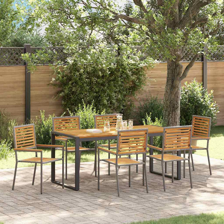 Have Spisebordssæt 7 pcs Grå og Brun polyrattan