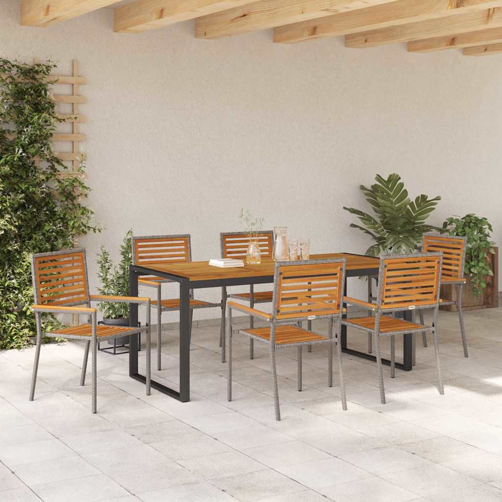 Have Spisebordssæt 7 pcs Grå og Brun polyrattan