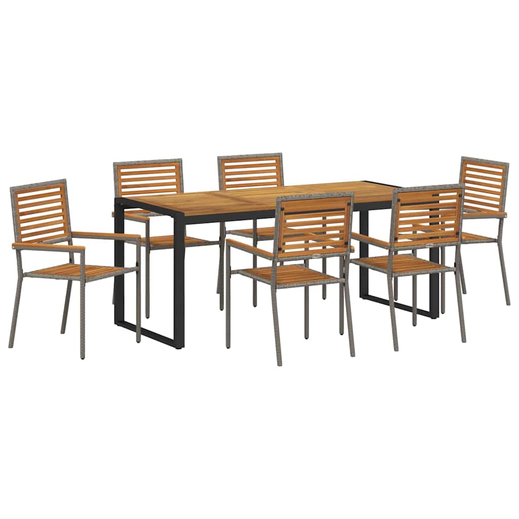 Have Spisebordssæt 7 pcs Grå og Brun polyrattan