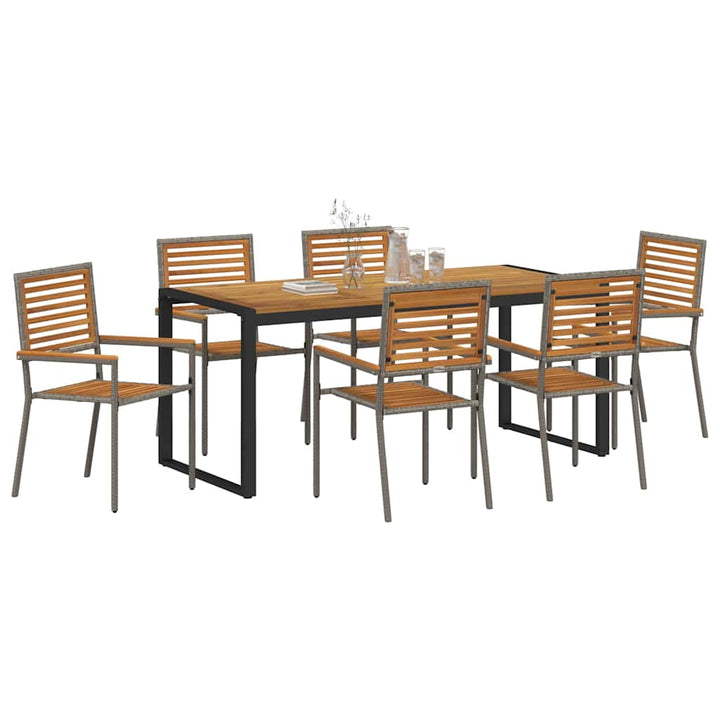 Have Spisebordssæt 7 pcs Grå og Brun polyrattan