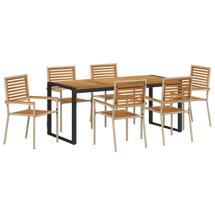 Have Spisebordssæt 7 pcs Beige og Brun polyrattan