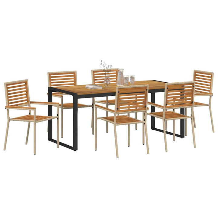 Have Spisebordssæt 7 pcs Beige og Brun polyrattan