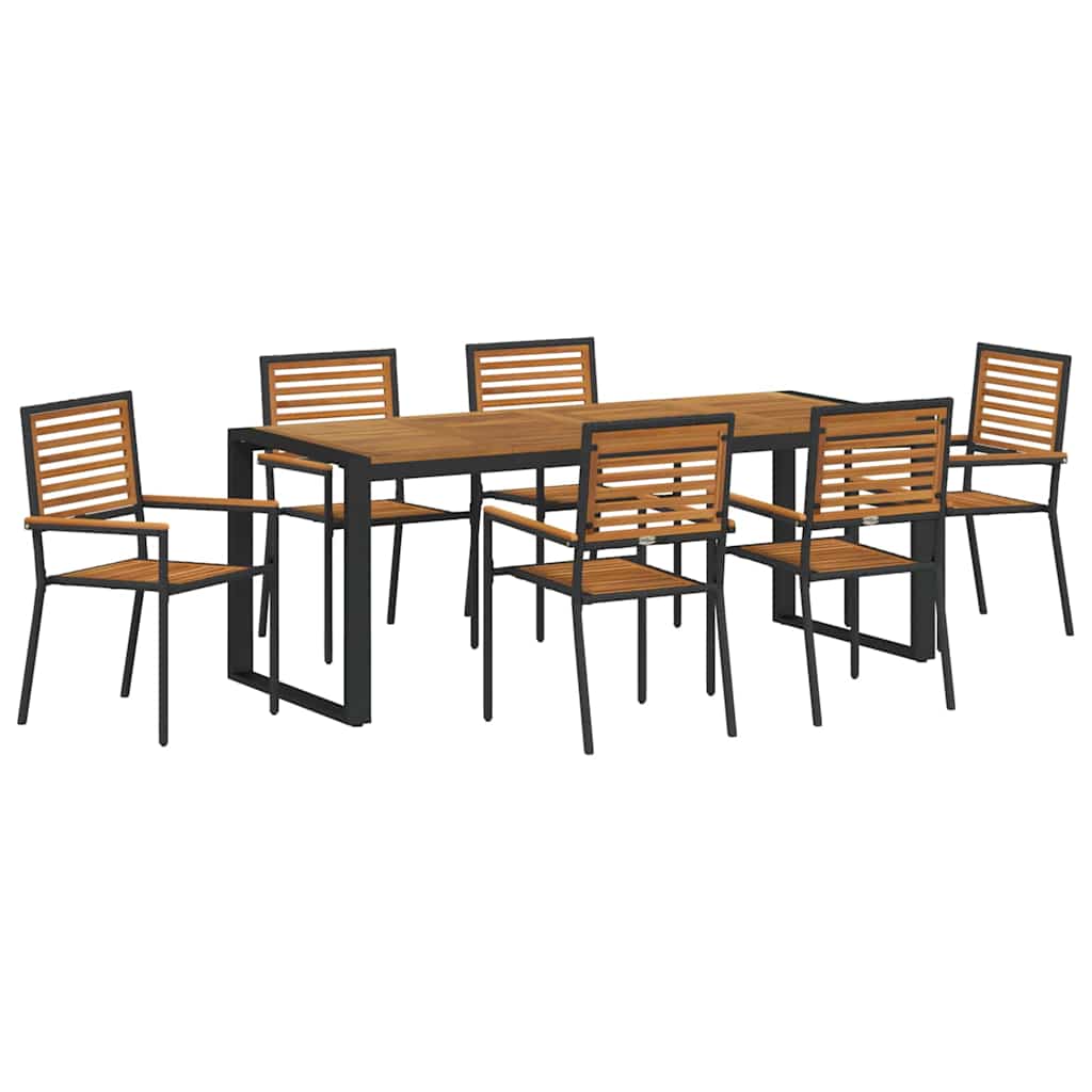 Have Spisebordssæt 7 stk. Sort og Brunt polyrattan
