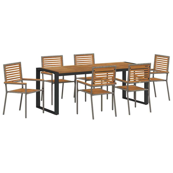 Have Spisebordssæt 7 stk. Grå og Brun polyrattan