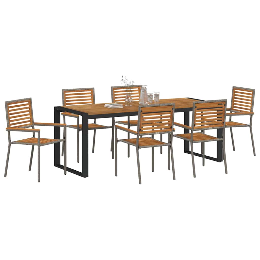 Have Spisebordssæt 7 stk. Grå og Brun polyrattan