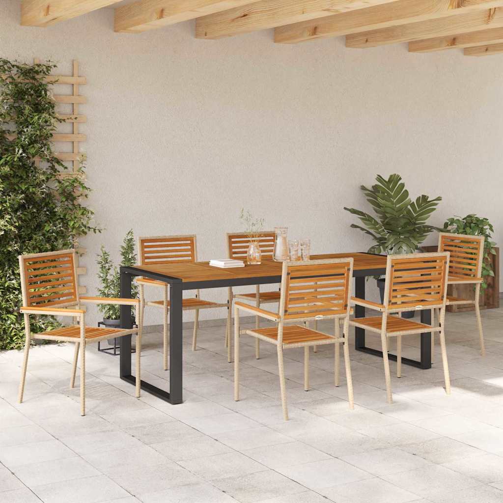 Have Spisebordssæt 7 stk. Beige og Brun polyrattan
