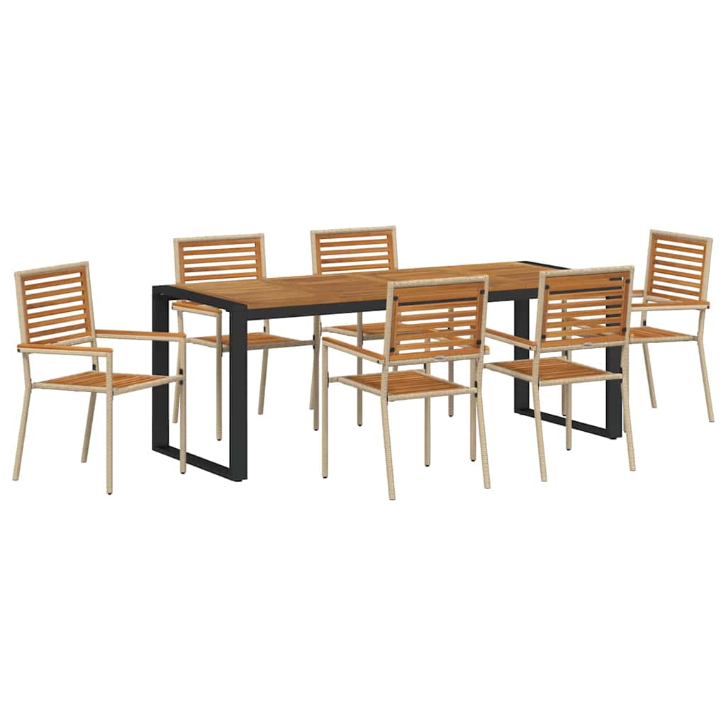 Have Spisebordssæt 7 stk. Beige og Brun polyrattan