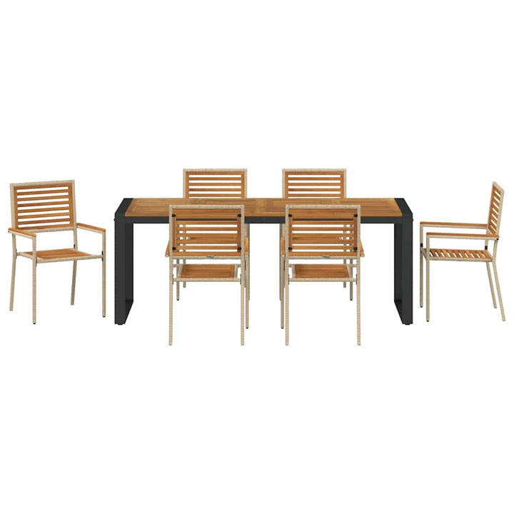 Have Spisebordssæt 7 stk. Beige og Brun polyrattan