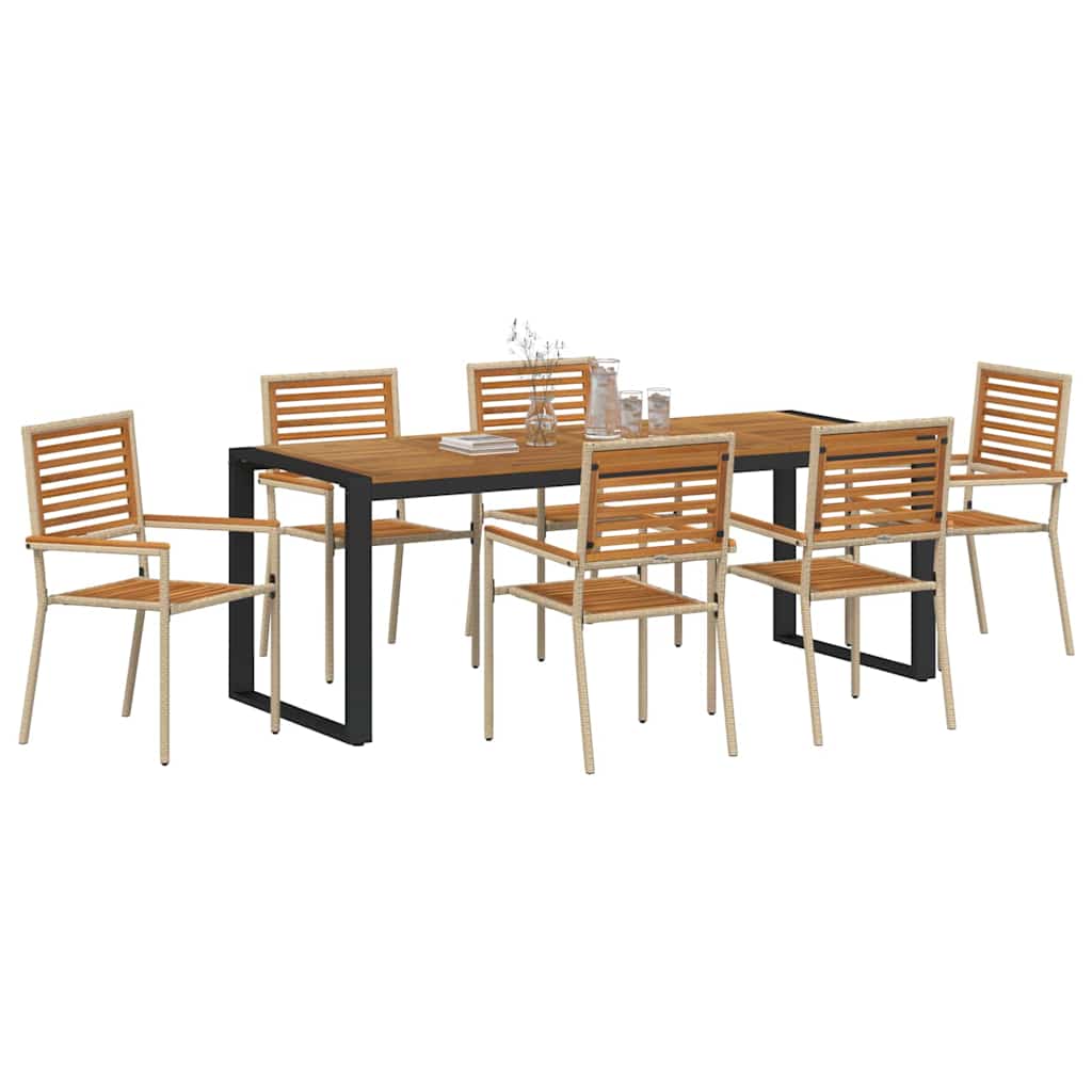 Have Spisebordssæt 7 stk. Beige og Brun polyrattan
