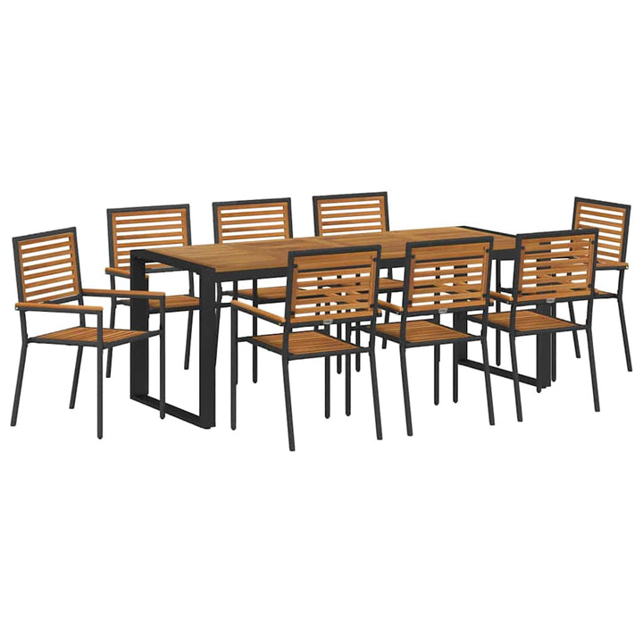 Have Spisebordssæt 9 stk. Sort og Brunt polyrattan