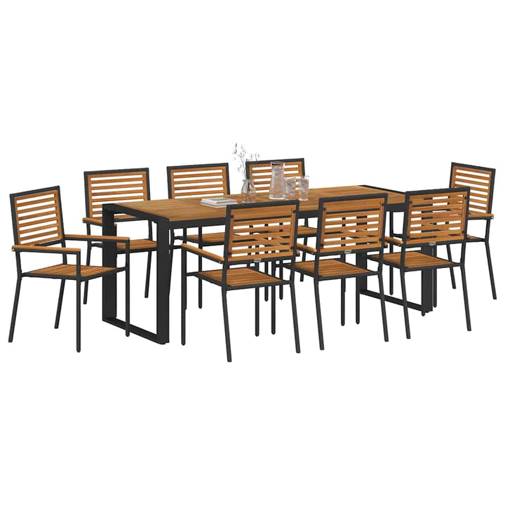 Have Spisebordssæt 9 stk. Sort og Brunt polyrattan