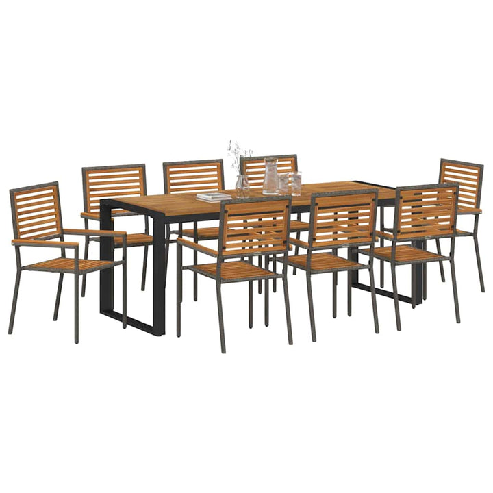 Have Spisebordssæt 9 stk. Grå og Brun polyrattan