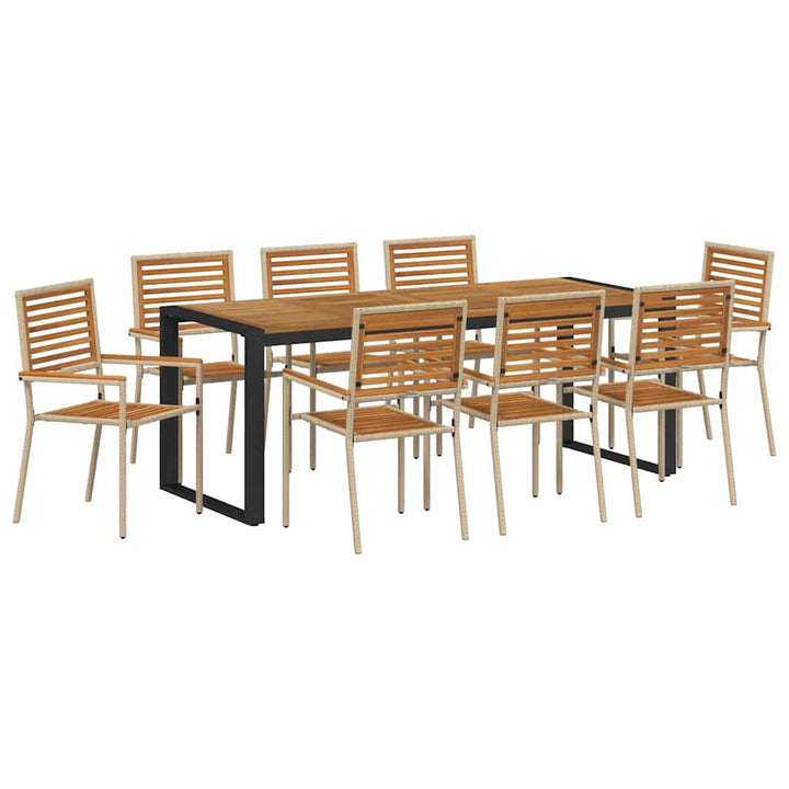Have Spisebordssæt 9 stk. Beige og Brun polyrattan