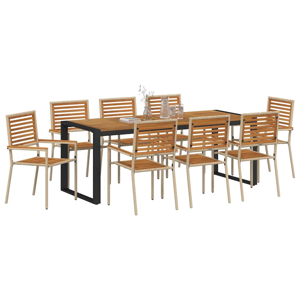Have Spisebordssæt 9 stk. Beige og Brun polyrattan