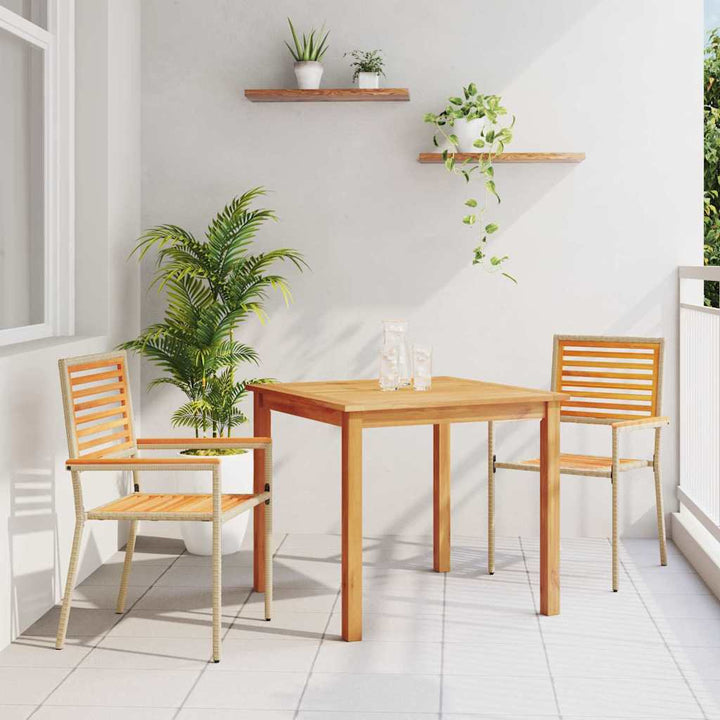 Have Spisebordssæt 3 stk. Beige Massivt Akacietræ