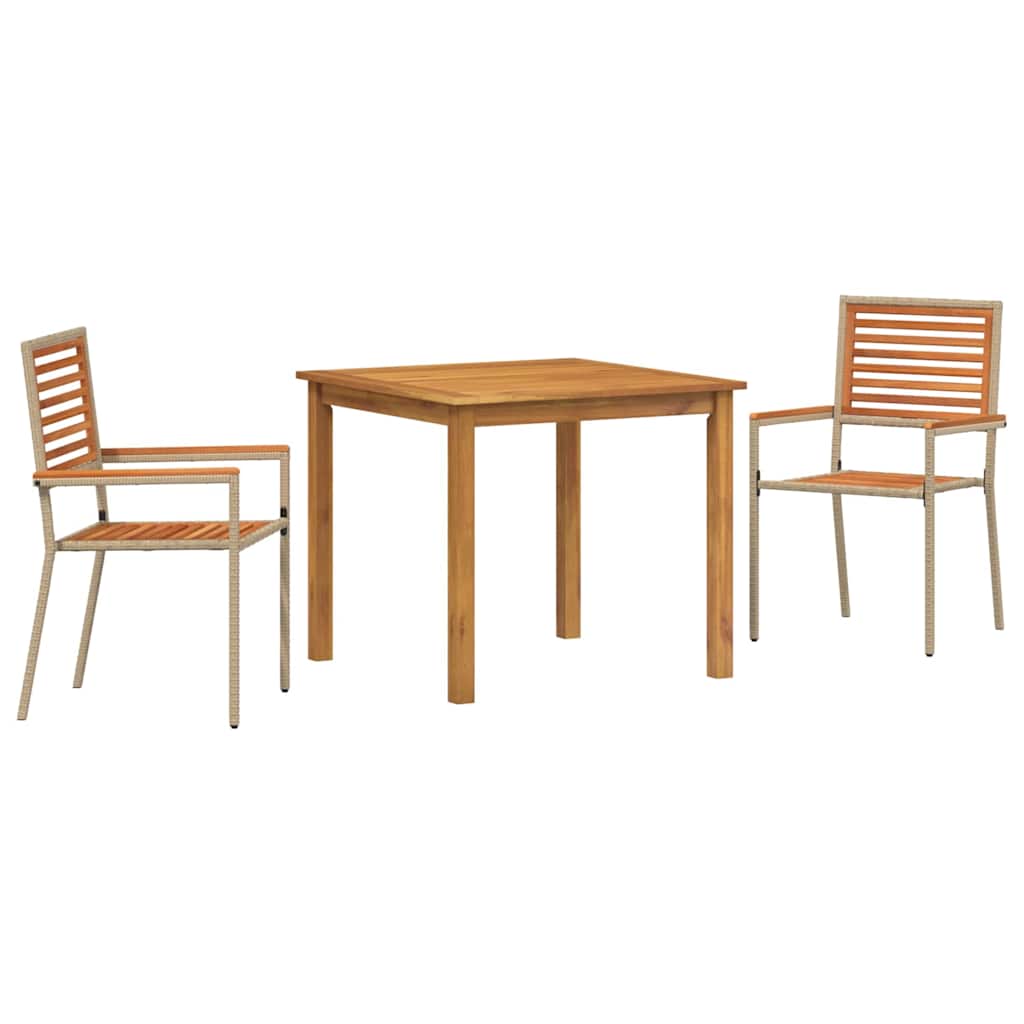 Have Spisebordssæt 3 stk. Beige Massivt Akacietræ