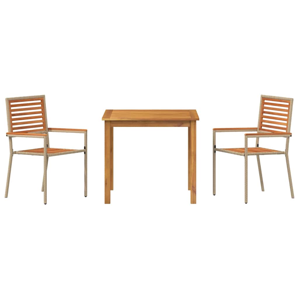 Have Spisebordssæt 3 stk. Beige Massivt Akacietræ