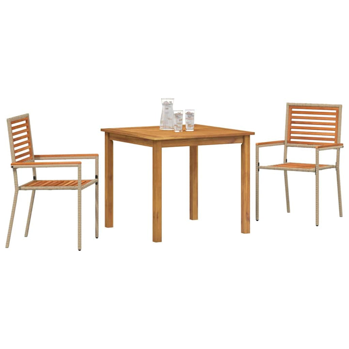 Have Spisebordssæt 3 stk. Beige Massivt Akacietræ