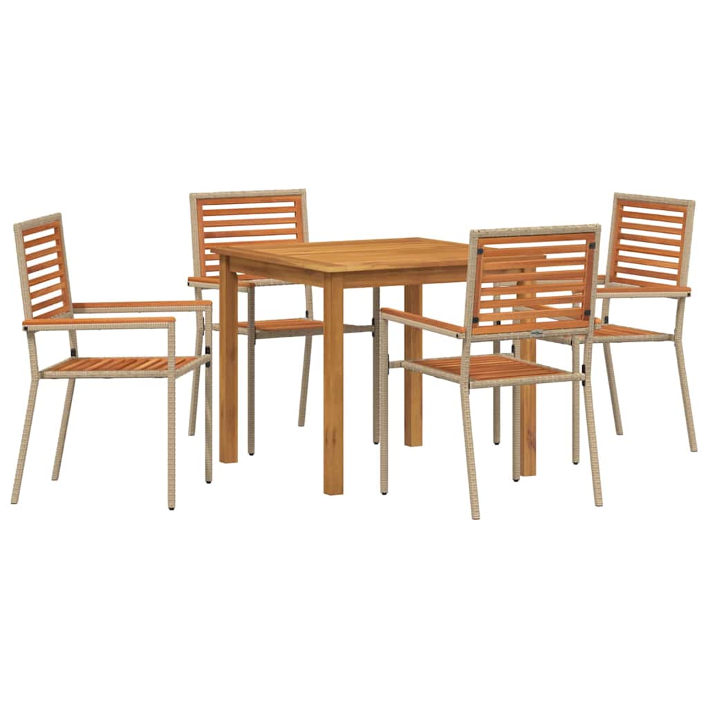 Have Spisebordssæt 5 stk. Beige Massivt Akacietræ