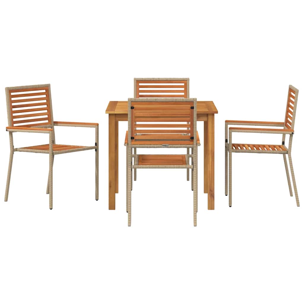 Have Spisebordssæt 5 stk. Beige Massivt Akacietræ