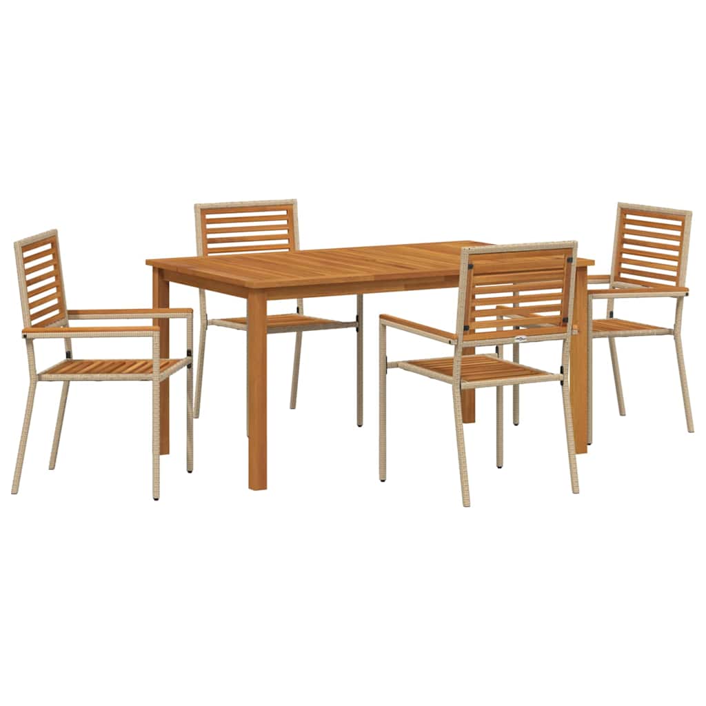 Have Spisebordssæt 5 stk. Beige Massivt Akacietræ