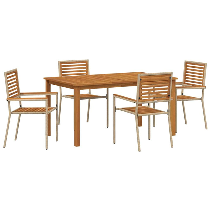 Have Spisebordssæt 5 stk. Beige Massivt Akacietræ