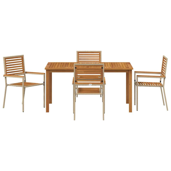 Have Spisebordssæt 5 stk. Beige Massivt Akacietræ