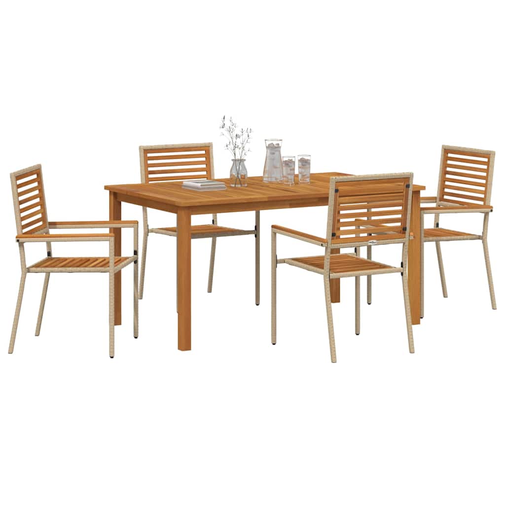 Have Spisebordssæt 5 stk. Beige Massivt Akacietræ