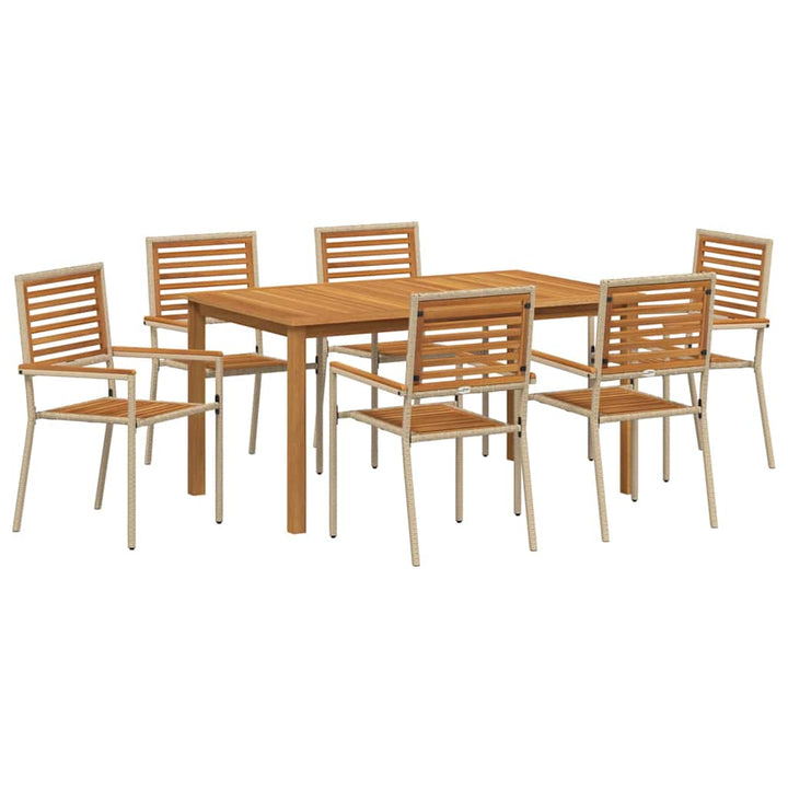 Have Spisebordssæt 7 stk. Beige Massivt Akacietræ